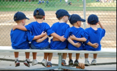 boys on baseball bench